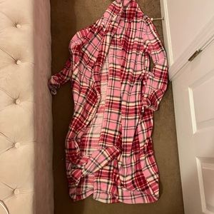 Pink And black striped robe